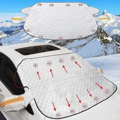 Zdjęcie produktu dla Pokrowiec samochodowy z magnesem, 180 x 115 cm, na lód, śnieg i słońce