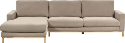 Produktbild von BELIANI 4-Sitzer Ecksofa Rechts Taupe Stoffbezug mit Breiten Hohen Armlehnen Hohe Rückenlehne Diecke Sitzkissen Modern Wohnzimmer Stoffsofa