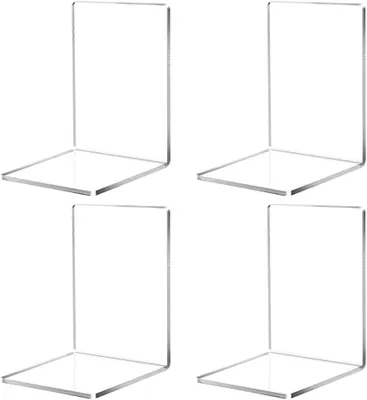 Produktbild von 4 transparente Acryl-Buchstützen (12,5 × 12,5 × 18,5 cm) für Schule, Zuhause, Büro und Bibliothek