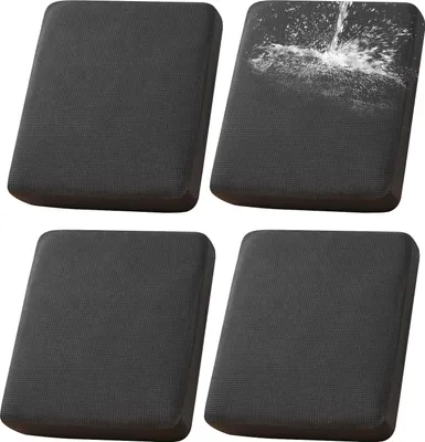 Produktbild von 4er-Set Terrassen-Kissenbezüge für draußen/drinnen , 100% wasserdichter Outdoor-Sitzkissen Schonbezug für Terrassenmöbel Sektionalsofa,Dunkelgrau