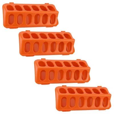 Produktbild von 4er-Set Hühnerfutterautomat mit Klappdeckel, spill-proof Futtertrog für Küken, Enten, Wachteln & Papageien