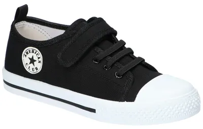 Produktbild von American Club, TEN175 Kinder Turnschuhe mit Klettverschluss leichte Sneaker mit Leder-Einlegesohle, Schwarz 34