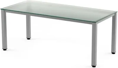 Produktbild von Schreibtisch Executive BxTxH 180x80x73cm Gestell grau Platte Glas satiniert.