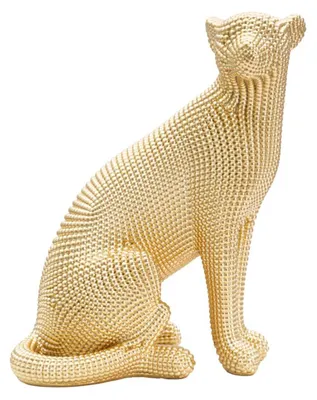 Imagen del producto de Escultura de leopardo, hecha de resina estructurada, 23x15,5x29 cm, color dorado, diseño de Mauro Ferretti