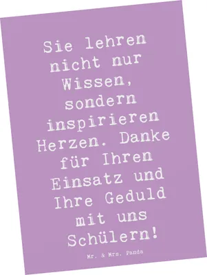Produktbild von Mr. & Mrs. Panda Grußkarte Spruch Danke Lehrer - Lavendeltraum - Geschenk, sagen, inspirieren, Hingabe, Wissen, Postkarte, bildkarte, Dankbarkeit, Ansichtskarte, Bedanken
