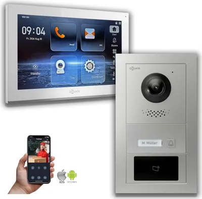 Produktbild von Goliath IP Video Türsprechanlage mit Kamera 10-Zoll RFID Silber : 1 Monitor : 10 Zoll Weiß : Unterputzdose Monitor Anzahl: 1 Monitor Monitor Farbe: 10 Zoll Weiß Montage: Unterputzdose