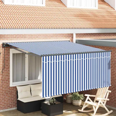 Zdjęcie produktu dla vidaXL Markiza zwijana Niebiesko-biała 300 x 250 cm