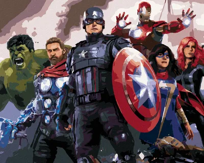 Obrázek produktu pro Zuty - Malování podle čísel - PLAKÁT AVENGERS V BOJI, 40x50 cm, bez rámu a bez vypnutí plátna