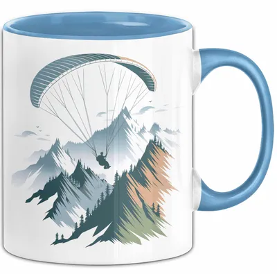 Produktbild von Paraglider Tasse Geschenkidee Himmelsentdecker Lustiger Geschenkidee Lustig (Blau)