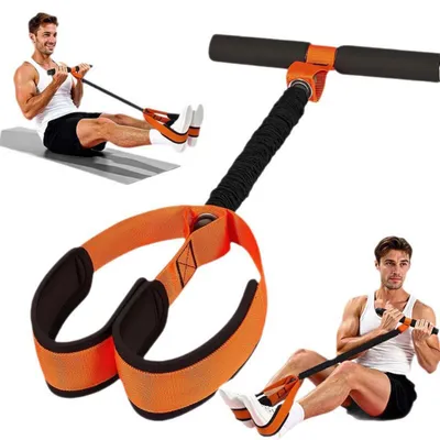 Produktbild von Pedal Widerstandsbänder mit Griff,Multifunktions Bauchtrainer(Orange,55 lbs)Fitnessband Sit-Up Trainingsgeräte,für Fitness Abnehmen Training Yoga