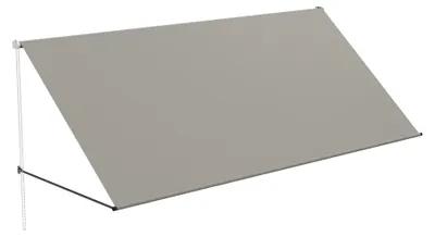 Immagine prodotto di QEENTOE, tenda da sole a cassonetto per balcone, 300x145 cm, con corda e barra di supporto in alluminio, protezione solare per terrazza, balcone e giardino, colore grigio