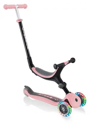 3-in-1 Klapp-Dreirad, Laufrad & Scooter, LED-Räder, 120/80 mm, rosa