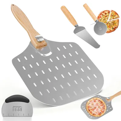 Pizzaschieber-Set, 4-teilig, 30,5 cm, perforiert, Metall