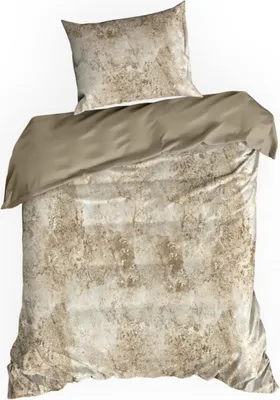 Image de EUROFIRANY | Parure de lit - Linge de lit - 140 x 200 cm - beige marron - Housse de couette - 100 % coton - Motif marbré