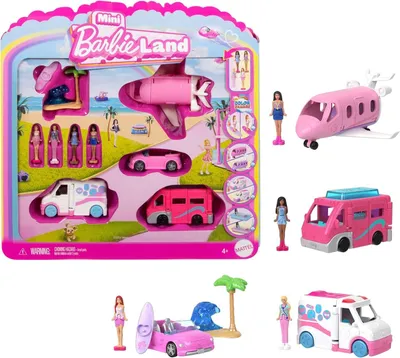 Produktbild von Mini BarbieLand Spielset – 4 Puppen und 4 Fahrzeuge