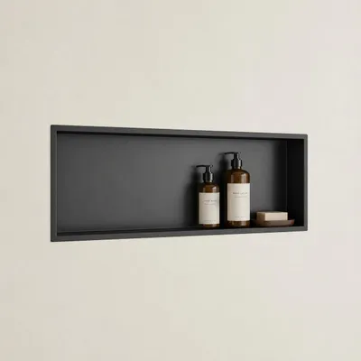 Produktbild von doporro Duschnische Wandnische Bad Schwarz 30cm x 90cm, Duschablage befliesbar aus Edelstahl, Duschregal Unterputz-Montage