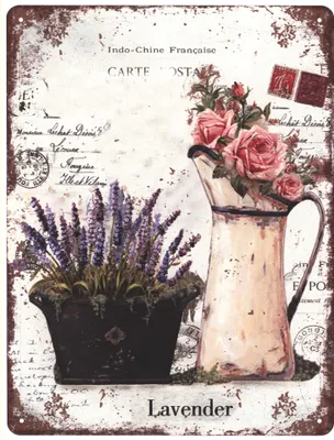 Produktbild von Blechschild G4598 Rosen und Lavendel Lavender 25 x 33