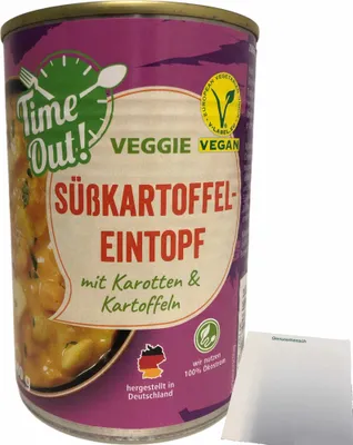 Produktbild von Time Out Süßkartoffeleintopf (400g Dose) + usy Block