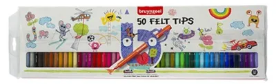 Produktbild von Bruynzeel 7001Z50B, 50 Farben, Schwarz, Blau, Braun, Grün, Orange, Rot, Gelb, Rund, Junge/Mädchen, 50 Stück(e), Sichtverpackung