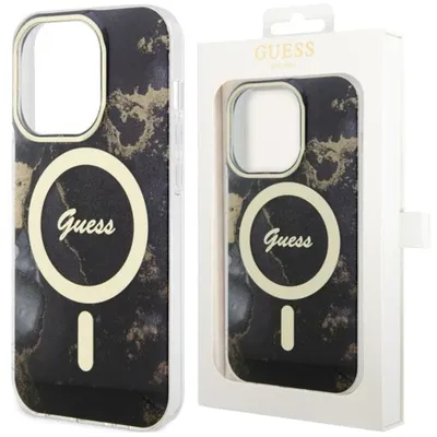 Produktbild von Guess Golden Marble MagSafe - iPhone 14 Plus Hülle (Schwarz)
