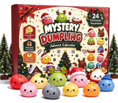Obrázek produktu pro Adventní kalendář 2026 Dumpling adventní kalendář s 24 Squishy vánoční dárky pro rodiče a prarodiče