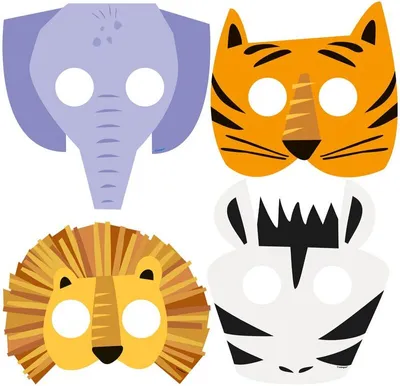 Produktbild von 8 Stück Party Masken im Safari Party Design für Kindergeburtstage und Mottopartys
