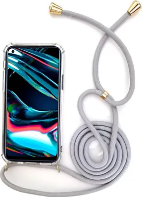 Zdjęcie produktu dla Etui na telefon komórkowy z paskiem, łańcuszkiem i sznurkiem do zawieszenia / etui na ramię do różnych modeli Realme Realme 8 Szary / złoty
