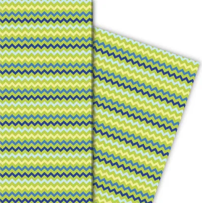 Produktbild von Fröhliches Geschenkpapier mit Zickzack Muster, grün - G4860, 32 x 48cm