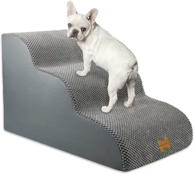 Productafbeelding van Hondentrap voor kleine honden - 3 treden - 40 cm hoog - schuim met antislip onderkant