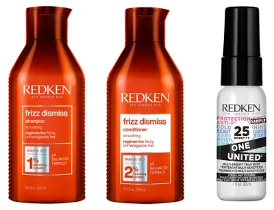 Produktbild von Redken Frizz Dismiss Shampoo und Conditioner Set + Geschenk: Eine United Treatment