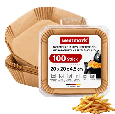 Backpapier für Airfryer, 100 Stück, 20 x 20 x 4,5 cm