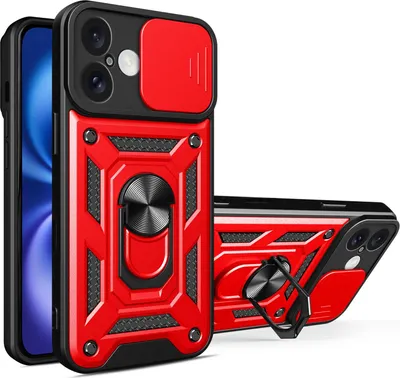 Image de Coque pour iPhone 16 Plus, coque silicone TPU Bumper avec anneau de protection, protection de l'appareil photo Rouge