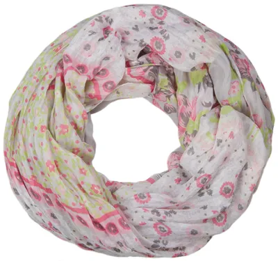 Produktbild von styleBREAKER Loop Schlauchschal mit Blumen Alloverprint Mustermix, Crash and Crinkle, Paisley, Punkte, Blüten, Rosen 01014008