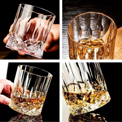 Produktbild von Whiskygläser Set von 4 315ml Bleifreie Kristallwasser-Gläser für Cocktails Rum Wodka Scotch Gin Cognac Wasser Männer Vater Geschenk Set