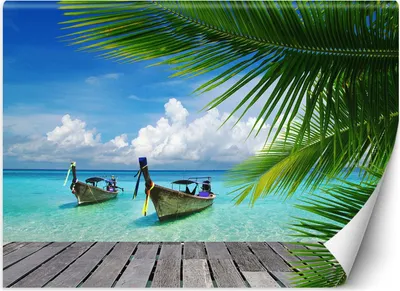 Produktbild von Vlies fototapete Tropischer Strand Palmen Natur 400x280 cm Feeby Grün inkl. Kleber einfache Montage