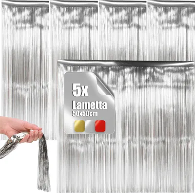 Produktbild von com-four® 5x Lametta - silberfarbene Lametta Girlande für Weihnachten
