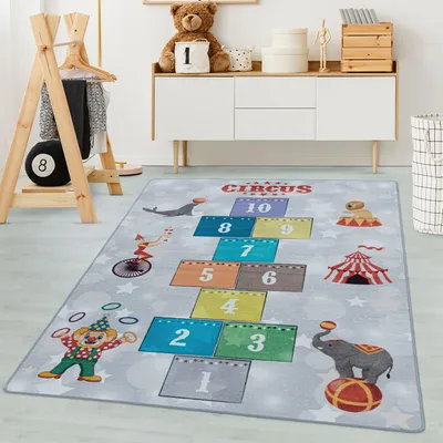 Image de Carpetsale24 Tapis Enfant Marelle Design Tapis de Jeu pour Chambre Garçon et Fille Solide et Durable, Taille: 100x150 cm