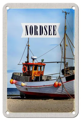 Produktbild von Blechschild Reise 12x18cm Nordsee Strand Reise Schiff Meer Schild