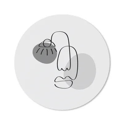 Produktbild von MuchoWow® Mauspad Mousepad Minimalismus - Gesicht - Schwarz - Weiß 30x30 cm - Mousepads - Maus Mat - Pad - Mausunterlage - Tischunterlage - Schreibtischmatten