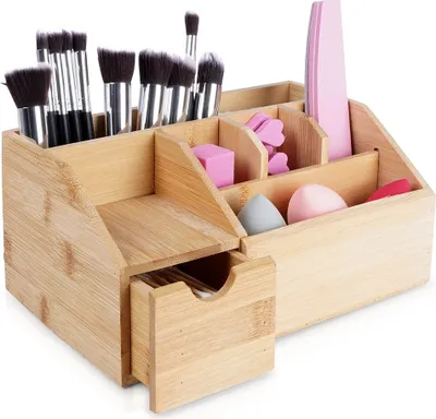 Produktbild von Aufbewahrungsbox Organizer Kosmetikbox Kästchen für Kosmetika Make-up-Accessoires Bambus 24x15x11 cm