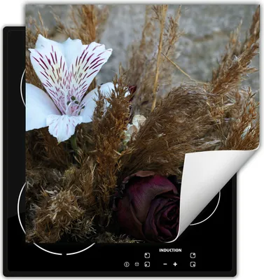 Immagine prodotto di DarHaus Piastra di copertura per stufe 50x52 cm Tappetino antiscivolo Roll-up, fiori
