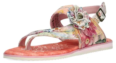 Produktbild von Laura Vita Damen Sandale Zehentrenner mit Blumenmuster Feclicieo 30, Größe:38 EU, Farbe:Rosa