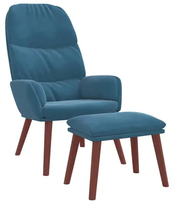 Produktbild von vidaXL Relaxsessel mit Hocker Blau Samt