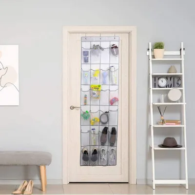 Produktbild von Schuhaufbewahrungstaschen Organizer Tür mit Haken - 24 Taschen - Sichtbar - Vliesstoff - Für Schuhe Socken Spielzeug
