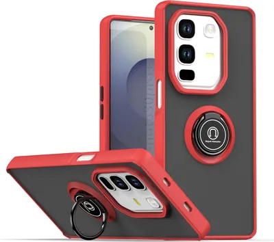 Produktbild von Hülle für Infinix Note 50 Pro+ Matte Transluzent TPU Stoßfest Schutzhülle mit Ring Halter Ständer Rot