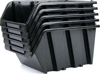 Produktbild von 5er Set Sichtlagerboxen Stapelboxen Werkstatt Sichtlagerkasten-Set Schwarz 155x100x70 mm