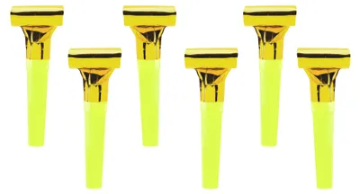Produktbild von PartyDeco Partytröten, gold, Party-Pfeife, Gold, Gelb, Geburtstag, 110 mm, 165 mm, 6 Stück(e)