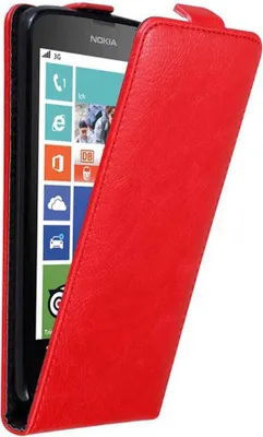 Produktbild von Cadorabo Hülle für Nokia Lumia 630 / 635 Schutz Hülle in Rot Flip Etui Handyhülle Case Cover