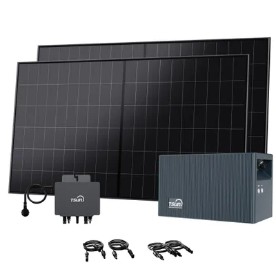 Produktbild von Powerness Balkonkraftwerk Speicher, TSUN DCU2000Lite mit 800W Mikrowechselrichter & 1050W Solarmodule, 2400W PV Input & Dual MPPT (0% MwSt)