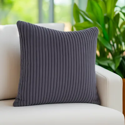 Produktbild von heimtexland ® Cord Dekokissen 45x45 Kissenhülle Bezug Sofakissen Super Soft Kissenbezug passend zu Kuscheldecke Typ767 Anthrazit
